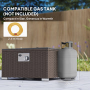 Five Piece Rattan Garden Sofa Set with Fire Pit Table and Footstool Brown