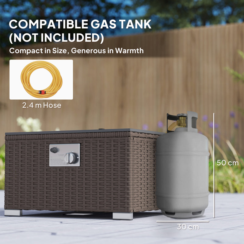 Five Piece Rattan Garden Sofa Set with Fire Pit Table and Footstool Brown