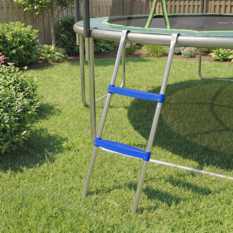 Trampoline Ladder with Wide Non Slip Steps for Safe Garden Access Blue AOSOM