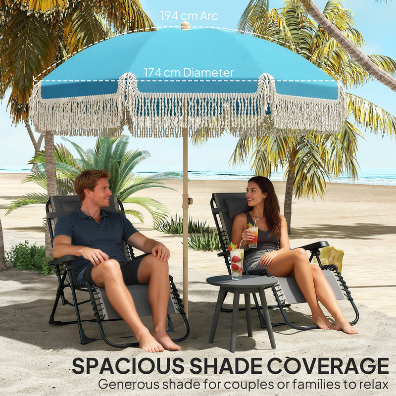 Tilting Beach Parasol with Sand Screw Base for Shade at Beach or Garden