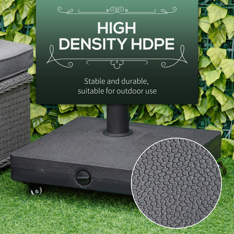 20kg Wheeled Parasol Base for Garden Umbrella Sand or Water Fill Heavy Duty Black