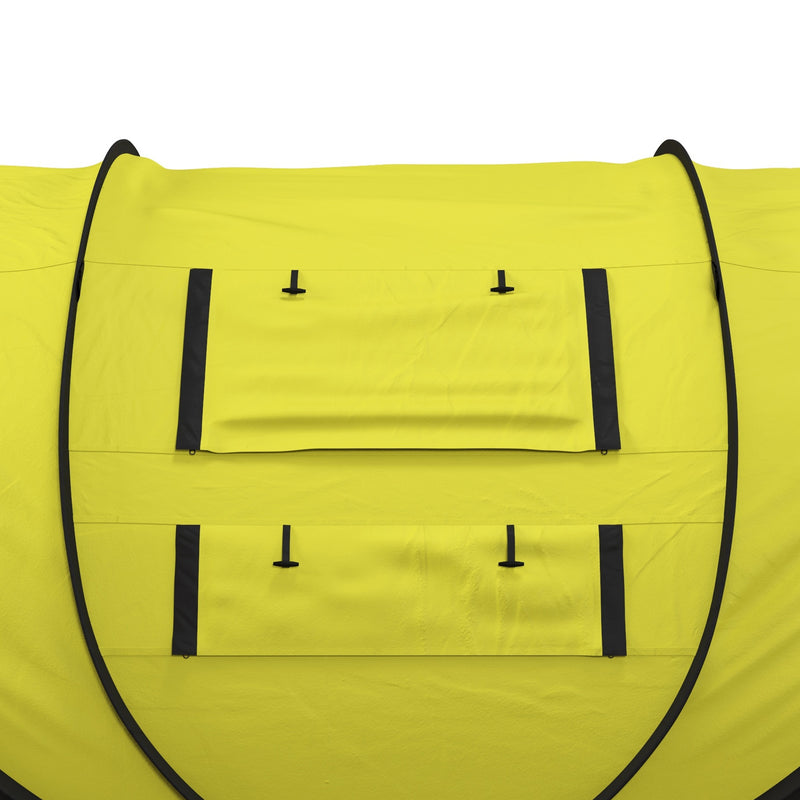 Outsunny 4 Person Pop-up Camping Tent, Family Dome Tent with Ground Sheet, 4 Windows and Portable Carry Bag for Beach Outdoor Trip, Yellow