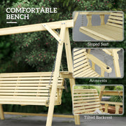 Outsunny Three-Seater Wooden Swing Bench AOSOM