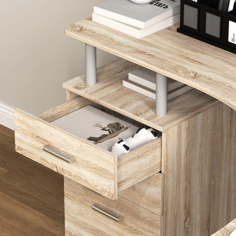 L Shaped Computer Desk With Storage Drawer Home Office Corner Workstation Oak by HOMCOM