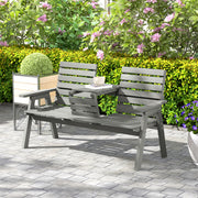 Grey Convertible 2 to 3 Seater Garden Bench Fir Wood Outdoor Seating by Outsunny