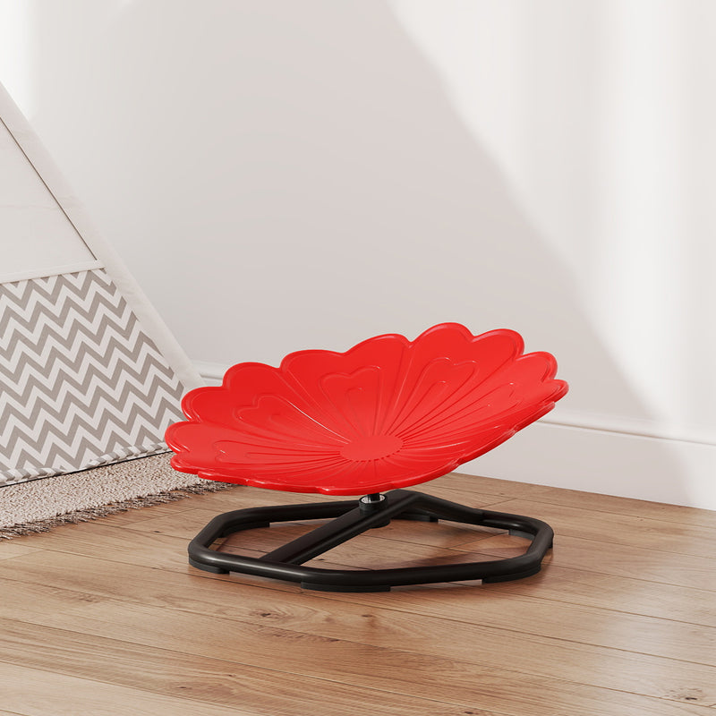 Flower Shaped Sensory Spinning Chair with Non Slip Base for Balance and Coordination Red AOSOM