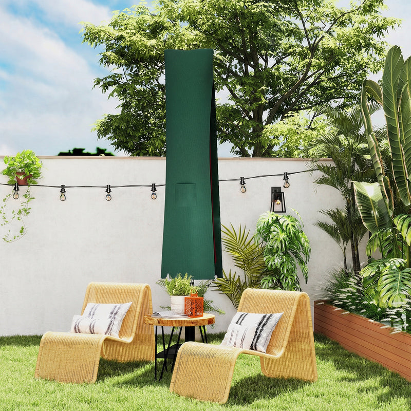 Parasol Cover for Garden Umbrellas Weather Protection with Secure Fastening, Green Outsunny