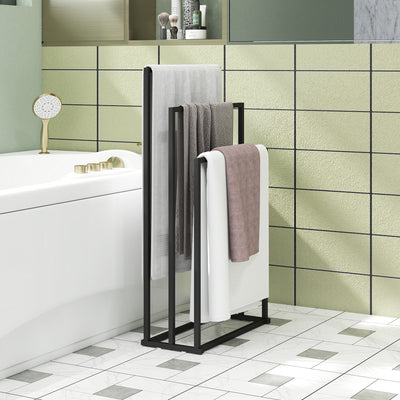 Freestanding Towel Rack for Quick Drying and Storage in Small Bathrooms Black Homcom