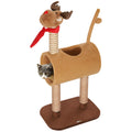 Brown 98cm Deer Designed Cat Tree with Scratching Posts Toy Ball and Tunnel by PawHut
