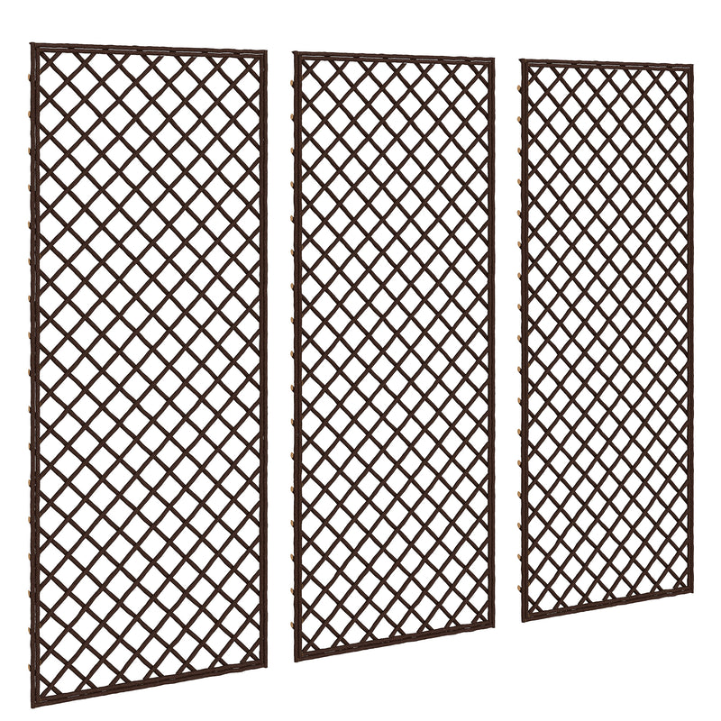 Garden Arch Set for Climbing Plants Hand Woven Wicker Slim Design Natural Wood Finish