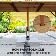 Large Rectangular Garden Table for 6 with Parasol Hole Weather Resistant Wood