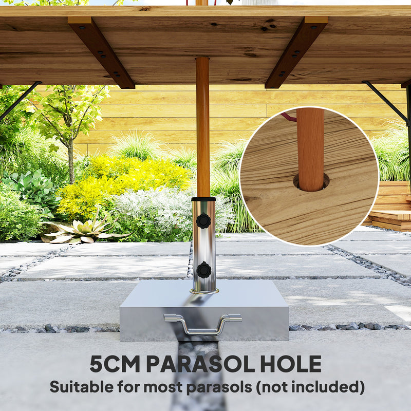 Large Rectangular Garden Table for 6 with Parasol Hole Weather Resistant Wood