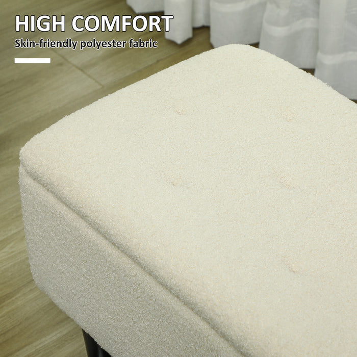 Cream 47L Teddy Fleece Storage Ottoman Soft Padded Seat by HOMCOM