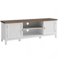 TV Stand with Cabinets and Cable Management for Organised Living Room Storage White Brown Homcom