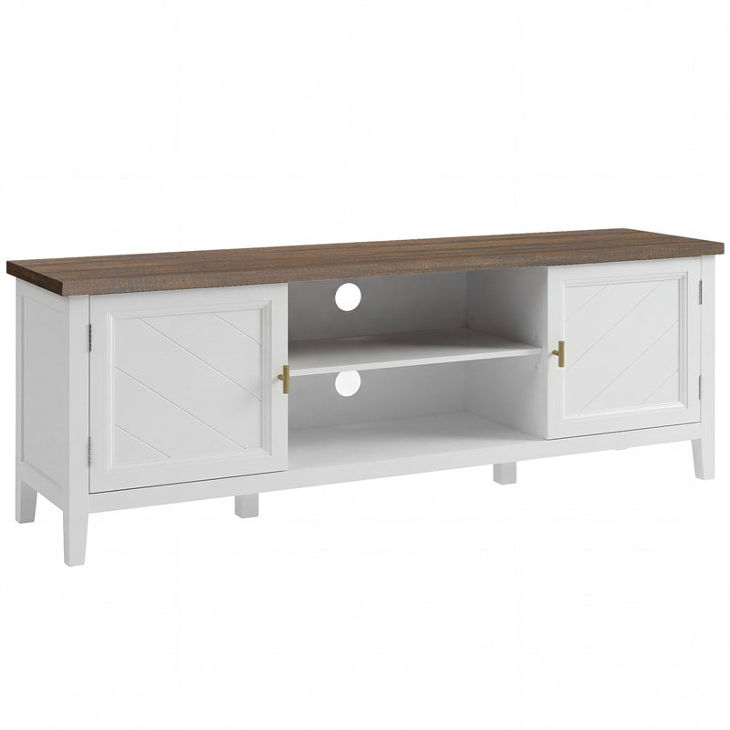 TV Stand with Cabinets and Cable Management for Organised Living Room Storage White Brown Homcom