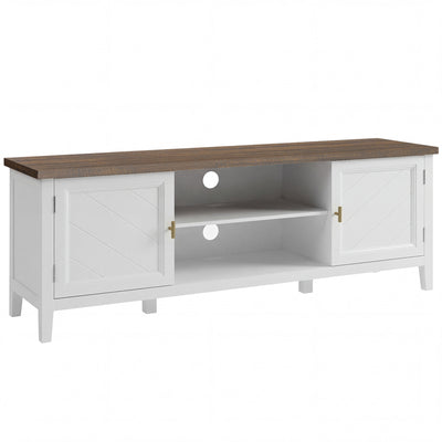TV Stand with Cabinets and Cable Management for Organised Living Room Storage White Brown Homcom