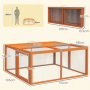 Foldable Wooden Rabbit Hutch for Indoor and Outdoor Use with Easy Access Orange AOSOM