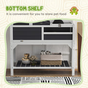 Wooden Tortoise Enclosure with Adjustable Lamp Holder and Removable House, Grey