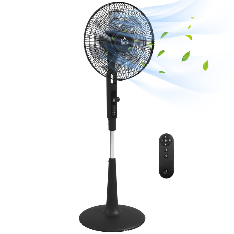 Pedestal Fan with Three Speeds Insect Repellent Box and LED Display for Home Use, Black