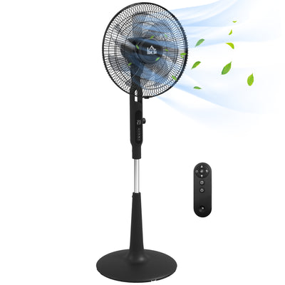 Pedestal Fan with Three Speeds Insect Repellent Box and LED Display for Home Use, Black