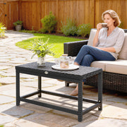 Outdoor Rattan Side Table with Spacious Top for Drinks and Snacks Black Outsunny