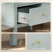 Green 6 Drawer Chest of Drawers With Fluted Drawer Fronts and Gold Knobs - 100x40x78cm Homcom