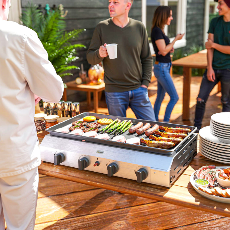 Four Burner Portable Gas Grill for Outdoor Cooking by Outsunny