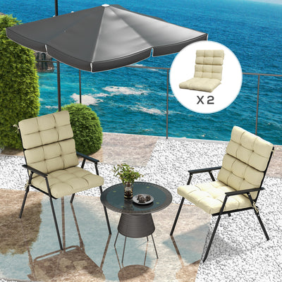 Beige Garden Chair Cushion Set with Backrest and Ties Ideal for Outdoor Use Outsunny