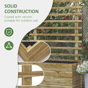 Natural Wooden Raised Planter With Trellis Back Ideal For Climbing Plants And Herbs