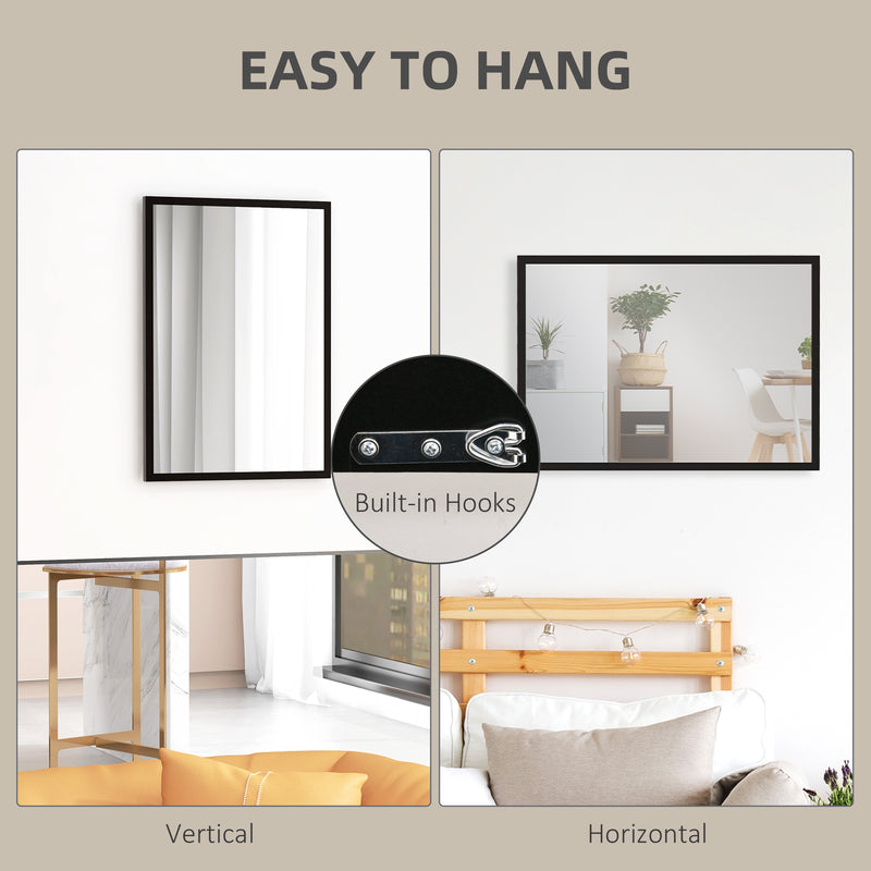 Wall Mounted Bathroom Mirror 70 x 50 cm With Stylish Frame For Hallway Or Bedroom Black