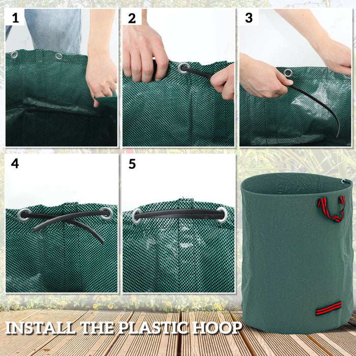 Set of 3 Heavy Duty 300L Garden Waste Bags with Handles Foldable and Reusable by Outsunny