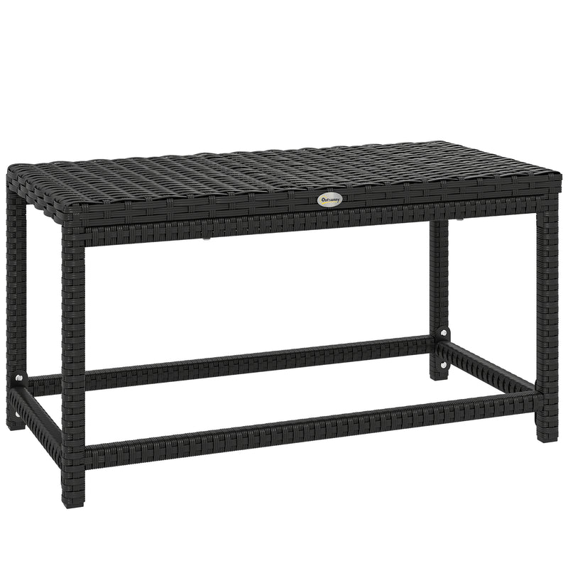 Outdoor Rattan Side Table with Spacious Top for Drinks and Snacks Black Outsunny