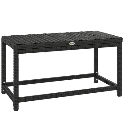 Outdoor Rattan Side Table with Spacious Top for Drinks and Snacks Black Outsunny