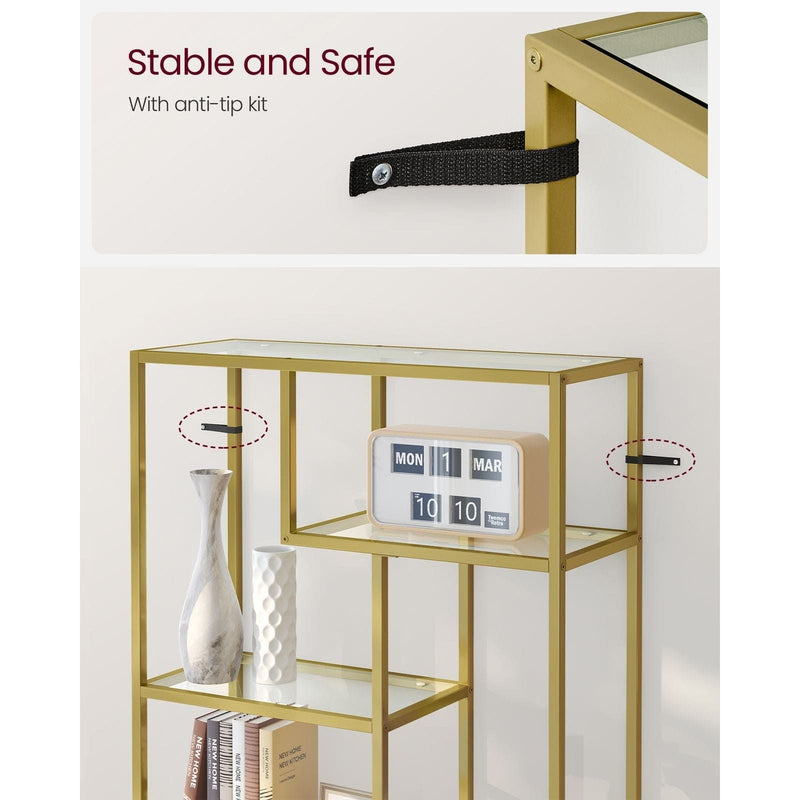 Vasagle Gold and Glass Geometric Bookshelf