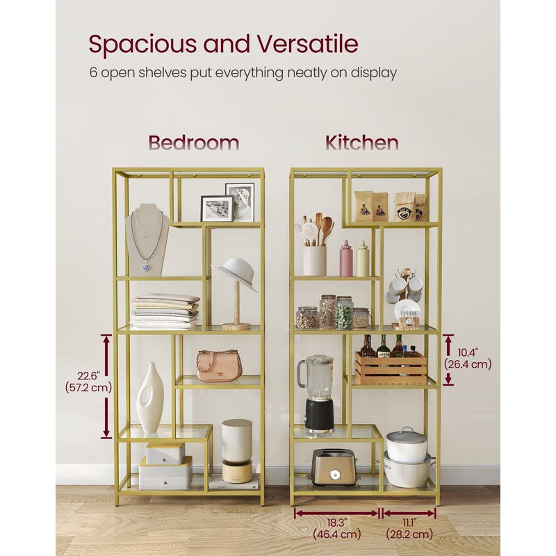 Vasagle Gold and Glass Geometric Bookshelf