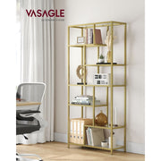 Vasagle Gold and Glass Geometric Bookshelf
