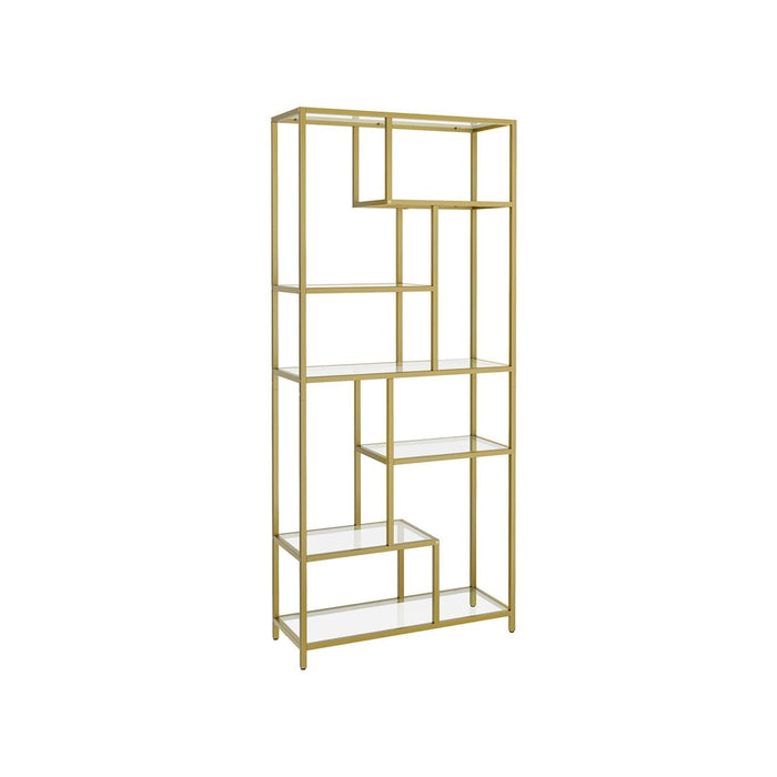 Image of a Gold and Glass Geometric Bookshelf by Vasagle Furniture