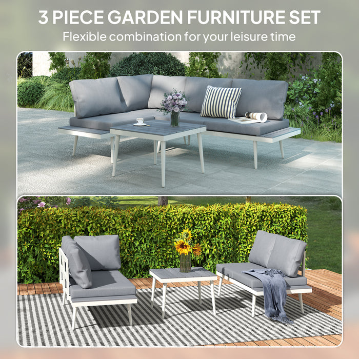 Grey 3 Piece Patio Furniture Set with Adjustable Lounger and Table by Outsunny