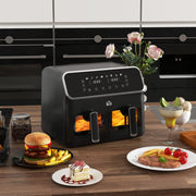 8L Dual Basket Air Fryer with Sync Cook Function for Faster Meals Black Silver