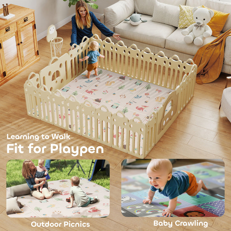 Foldable Reversible Foam Baby Play Mat Soft and Cushioned for Crawling Toddlers Grey AOSOM