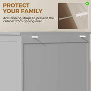 Slim Kitchen Storage Cupboard with Adjustable Shelves for Small Spaces Grey AOSOM