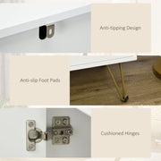 Slim Sideboard Storage Cabinet with Adjustable Shelves and Hairpin Legs for Hallway White