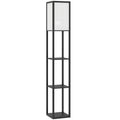 Modern Floor Lamp with 3 Storage Shelves for Living Room or Bedroom Lighting Black AOSOM