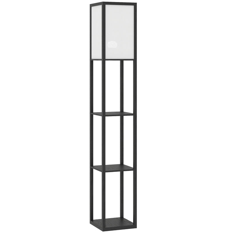 Modern Floor Lamp with 3 Storage Shelves for Living Room or Bedroom Lighting Black AOSOM
