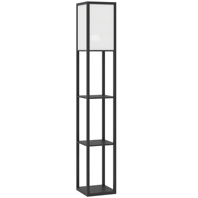Modern Floor Lamp with 3 Storage Shelves for Living Room or Bedroom Lighting Black AOSOM