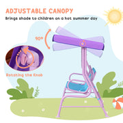 Fairy Themed Kids Garden Swing Seat For Two With Adjustable Canopy And Safety Harnesses