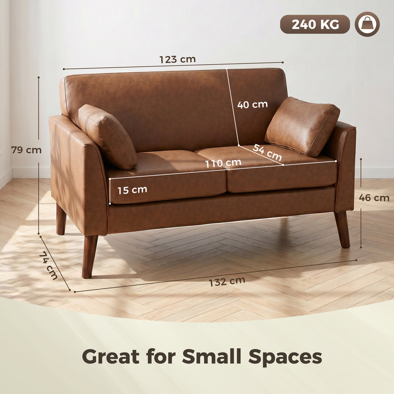 2 Seater Compact Sofa for Small Living Rooms with Supportive Cushions Easy Clean
