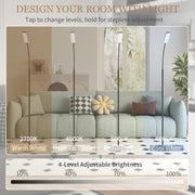 Black LED Floor Lamp With Remote Touch Control and Adjustable Brightness For Living Room AOSOM