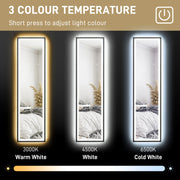 Full Length Black Mirror 150 x 40cm with Adjustable LED Lights by HOMCOM