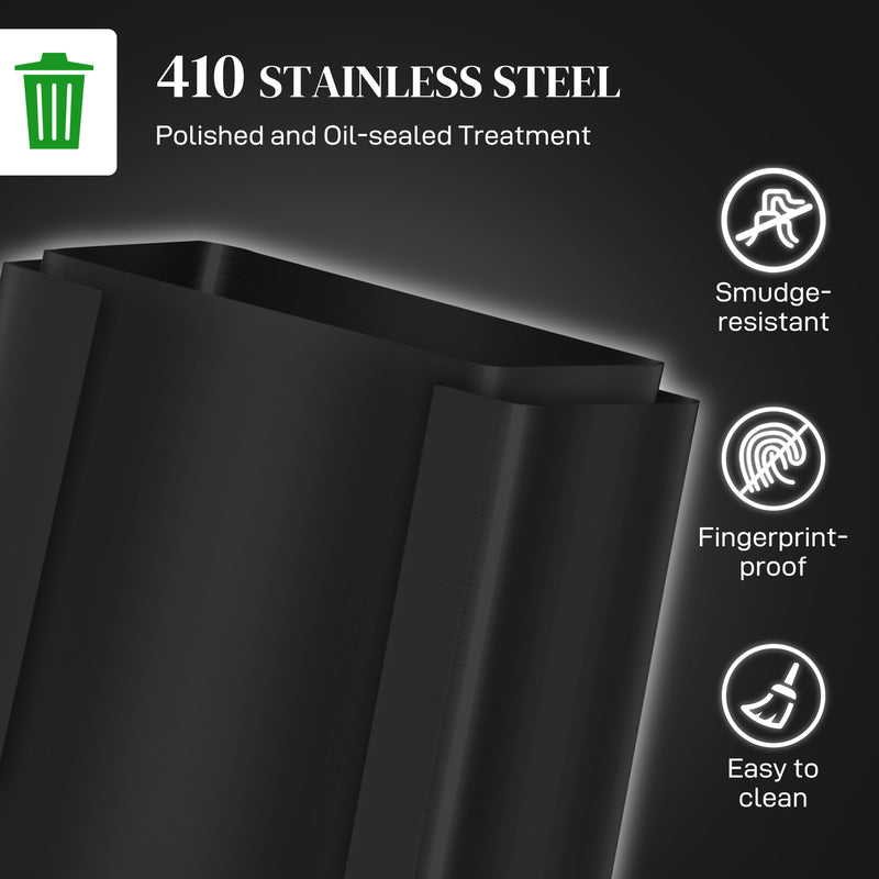 Black 50L Dual Compartment Indoor Kitchen Recycling Bin with Deodorisers - Stainless Steel